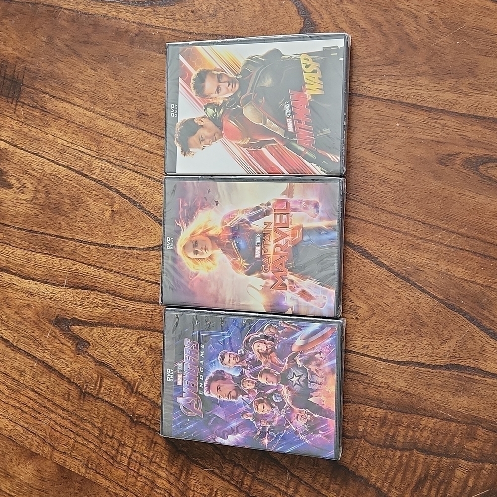3 Marvel Studios DVDs Captain Marvel, Ant-Man & the Wasp, Avengers End Game NEW